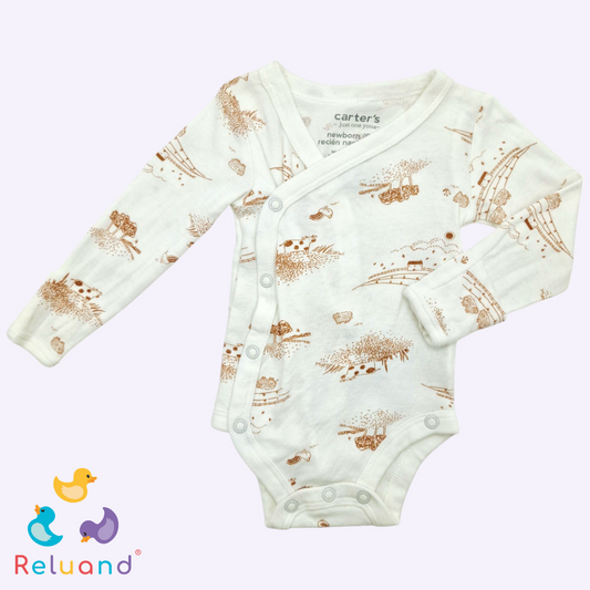 Set bodies X2 crema impresión dinosaurio e impresión Granja, Marca Carter´s, Talla NB.