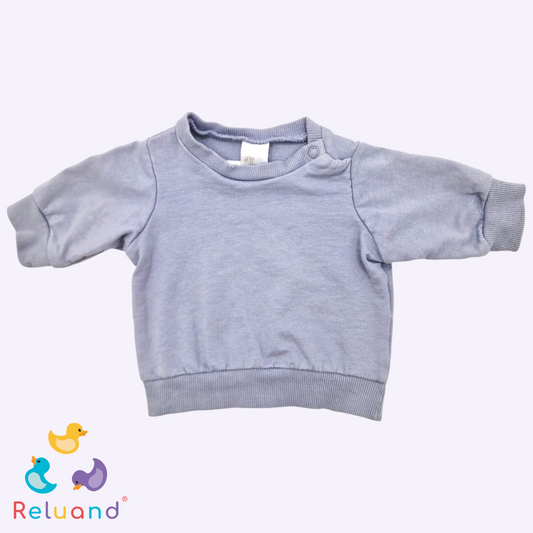 Conjunto Overol a rayas y buso gris, Talla 0 a 1 mes.