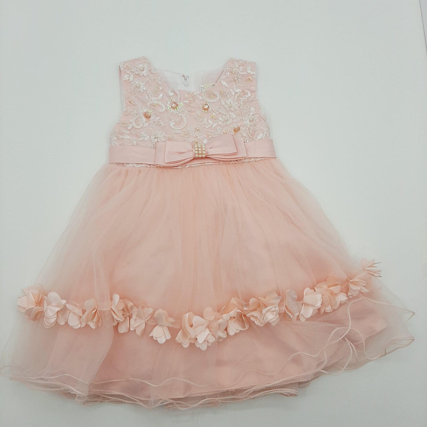 Vestido Rosado de Gala con Encaje 12-18 meses