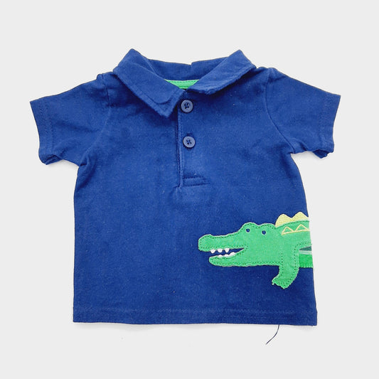 Camiseta tipo polo azul cocodrilo marca Carters