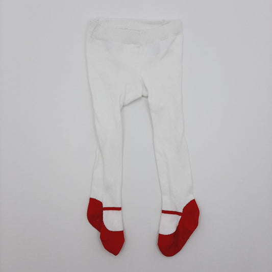 Medias pantalón blancas con dibujo zapatos rojos