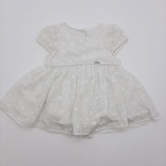 Vestido Blanco circulos marca Cielito 6-12 meses