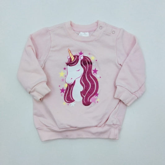 Saco rosado unicornio 6-9M marca Little Mic