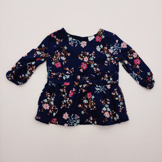 Blusa azul oscuro de flores 6M marca Carters