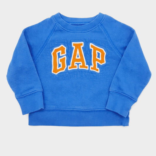 Saco azul letras naranja 12-18M marca Baby Gap