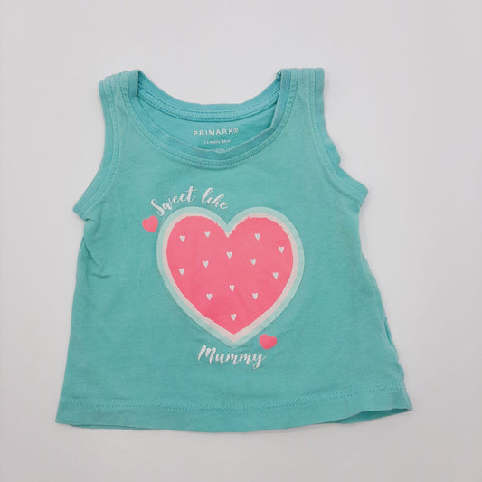 Blusa verde de corazon 3-6M marca Primark