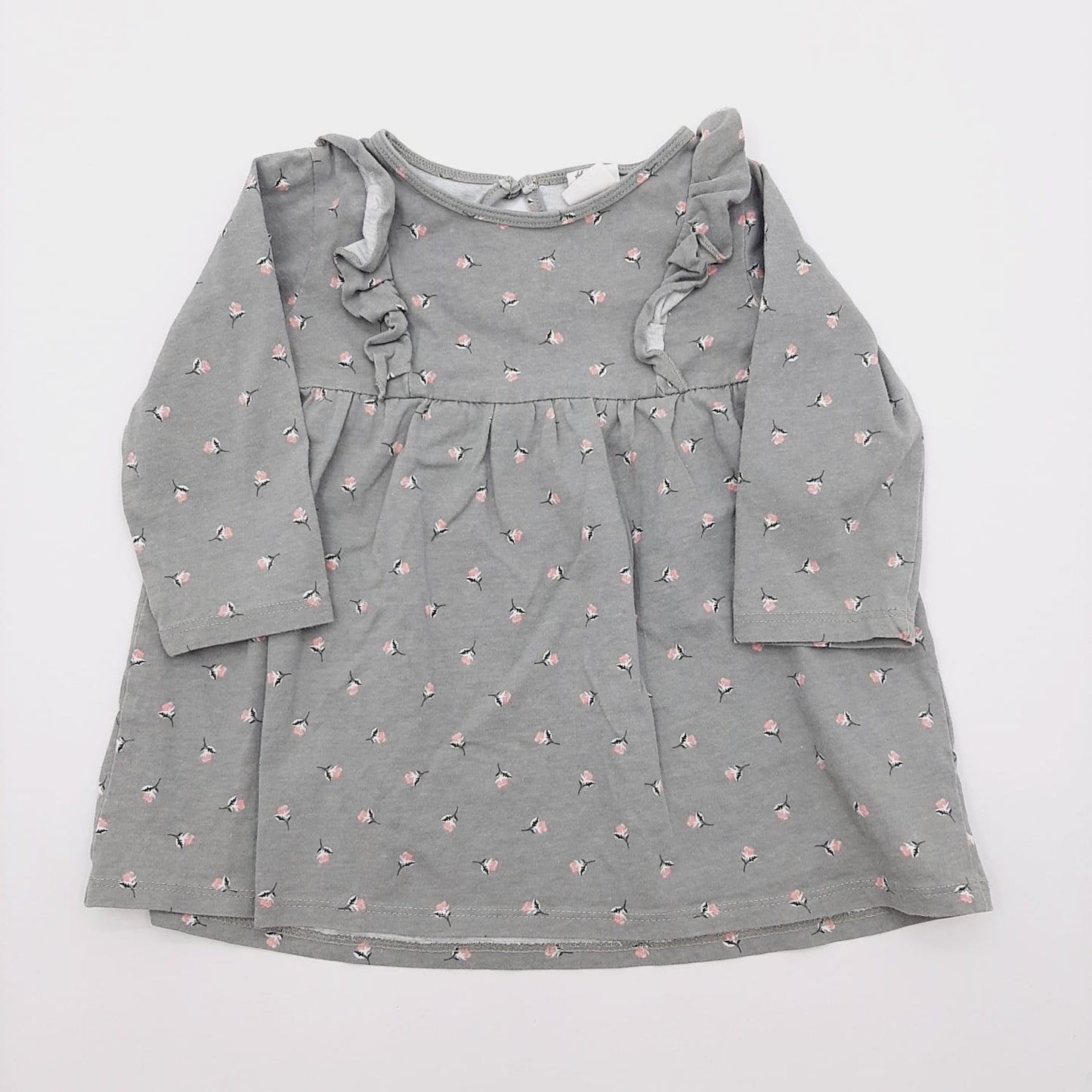 Vestido gris de rosas 6-12M marca H&M