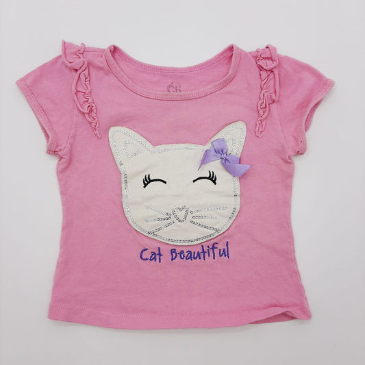 Blusa rosada de gato 9-12M