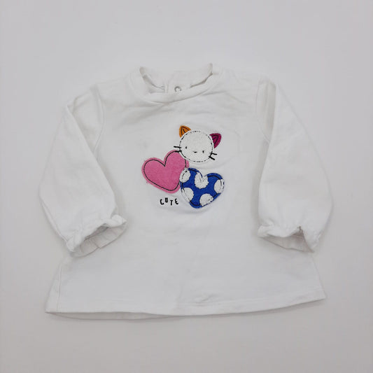 Blusa blanca de gatico 3-6M marca Mayoral