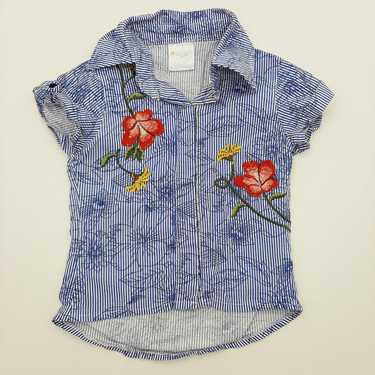 Camisa azul de flores 3T