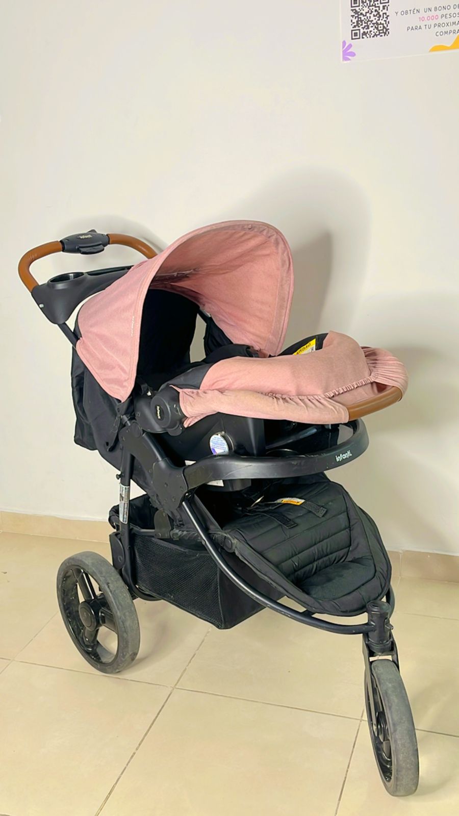 Coche Travel System Jogger Tizzy Infanti P60 3 Ruedas Rosa.