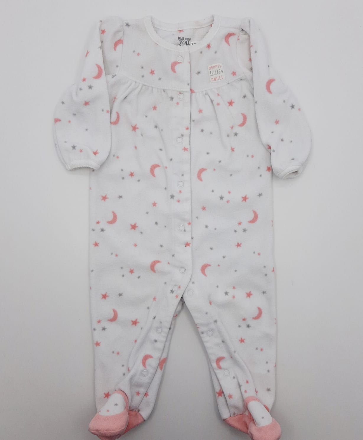 Pijama blanca de lunas 9M Marca Carters