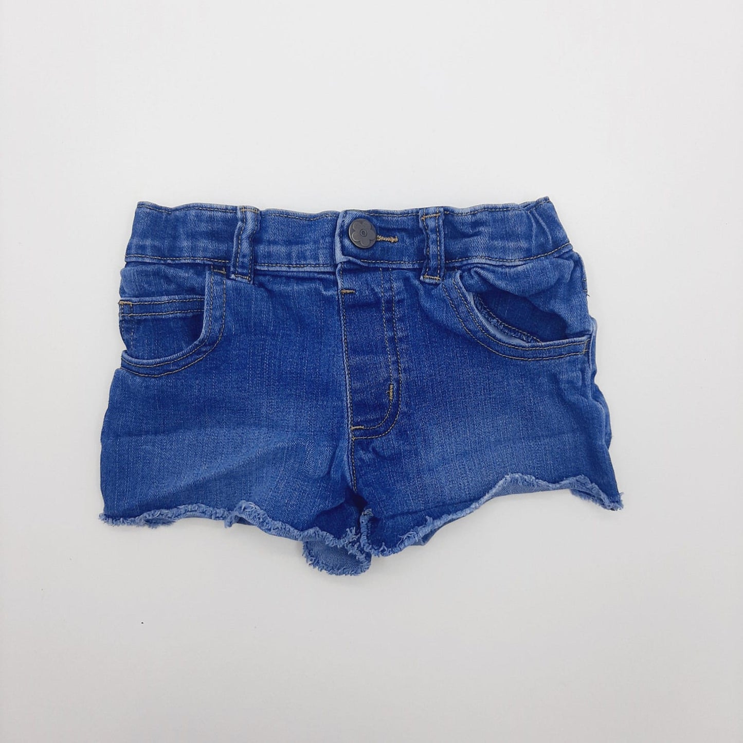 Short de jean azul boton flores 5T Marca Garanimals