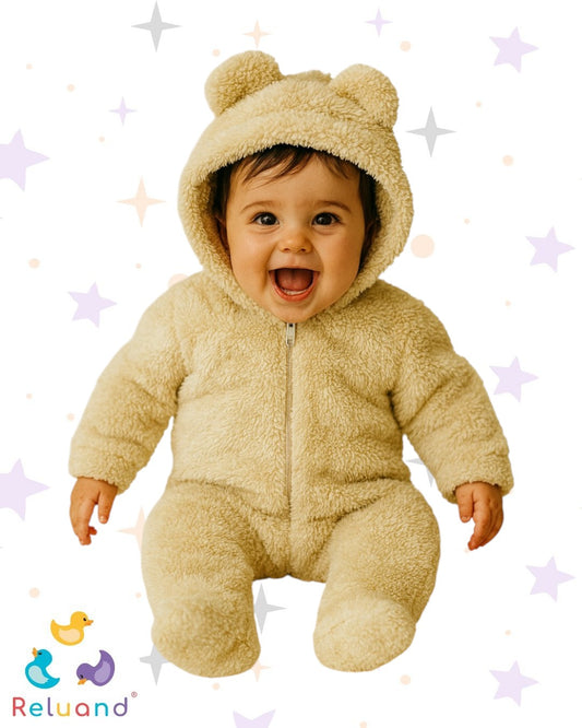 Disfraz de Oso en felpa color camel, marca Old Navy, talla 3 a 6 meses.