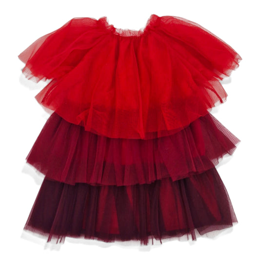 Vestido de gala rojo con vinotinto — Talla 3- 4 | Usado