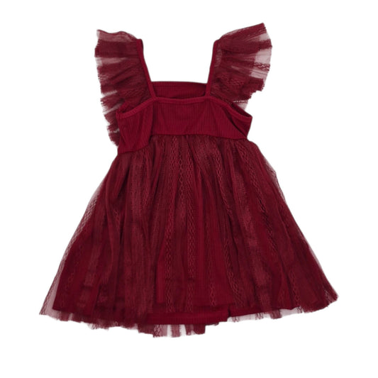 Vestido elegante vinotinto para niña — Talla 12 a 18 meses | Usado
