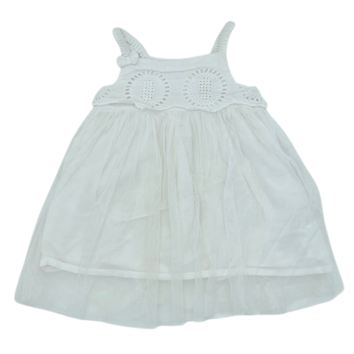 Vestido blanco de tiras con bordado — Talla 0 a 3 meses | Usado