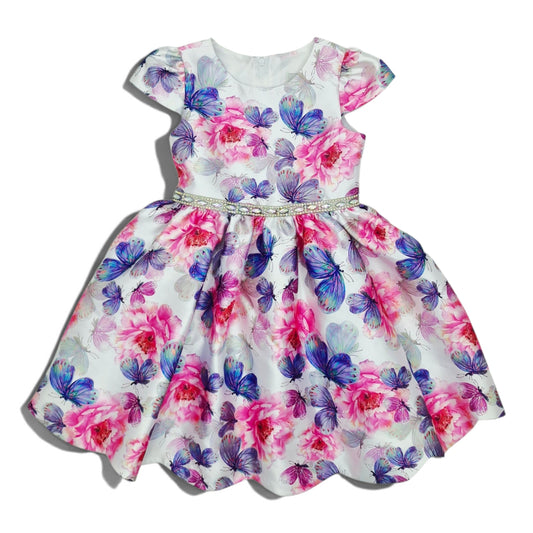 Vestido de flores y mariposas — Talla 5T | Usado