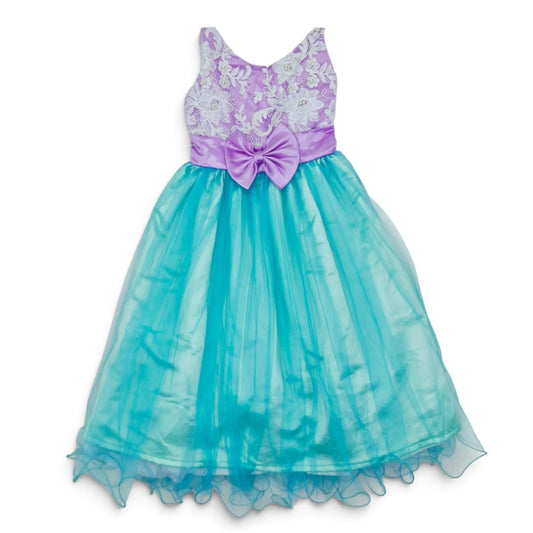 Vestido de Gala largo morado con verde — Talla 7T | Usado