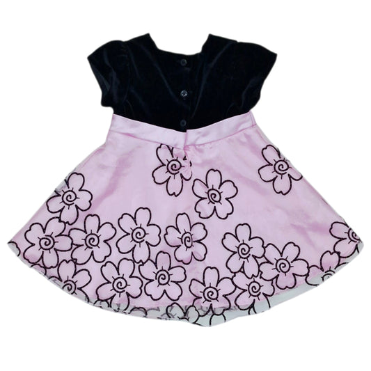 Vestido negro con rosado de flores — Talla 12 a 18 meses | Usado