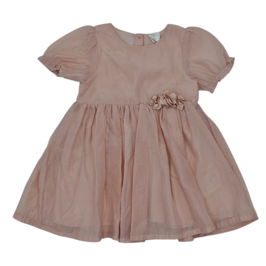 Vetido elegante color palo de rosa manga corta — Talla 6 a 12 meses | Usado