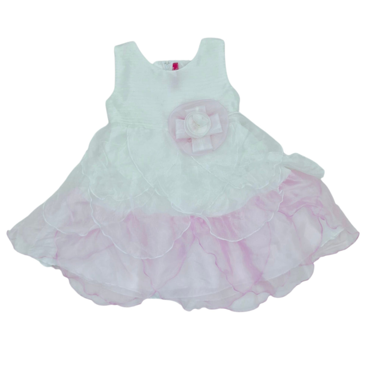 Vestido de gala blanco con rosado — Talla 18 a 24 meses | Usado