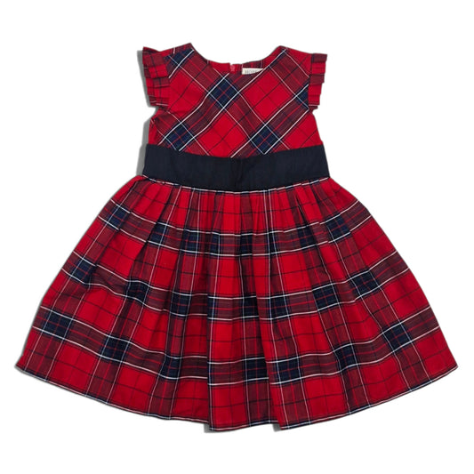 Vesdido rojo a cuadros estilo escoces — Talla 3T | Usado