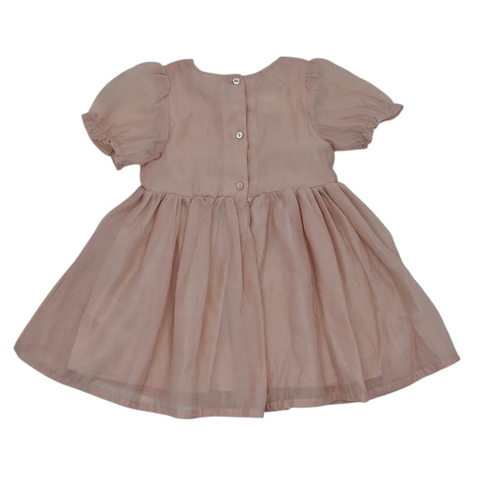 Vetido elegante color palo de rosa manga corta — Talla 6 a 12 meses | Usado