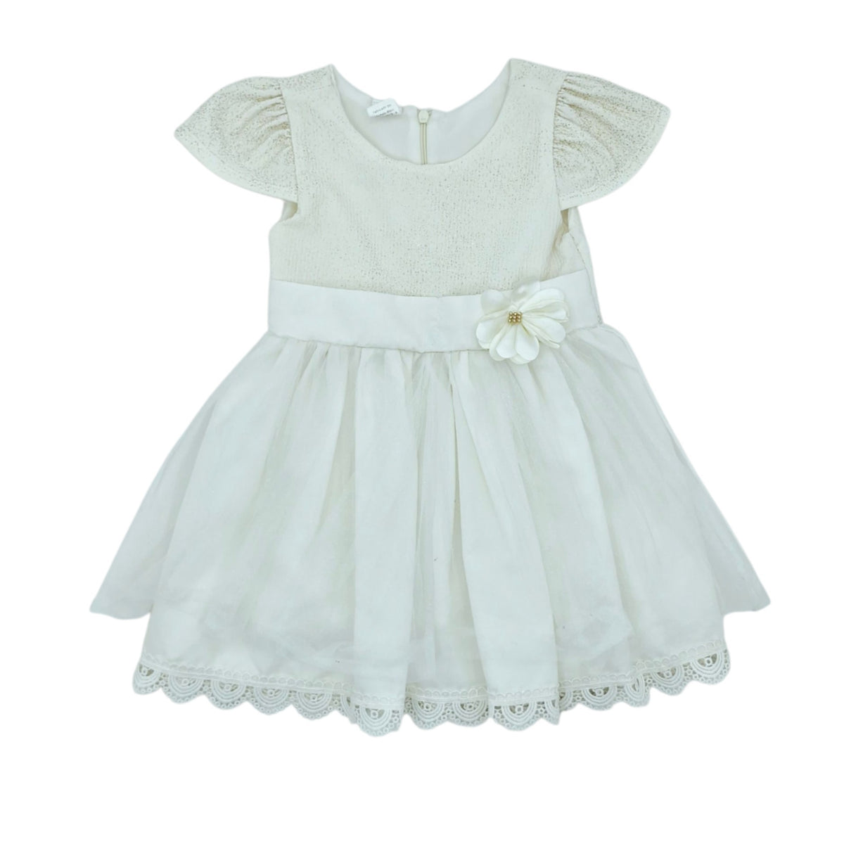 Vestido beige  con flor — Talla 24 a 36 meses | Usado