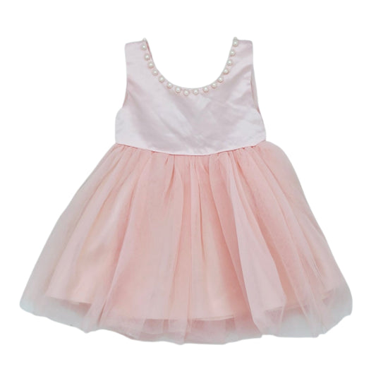 Vestido rosado con perlas — Talla 6 a 12 meses | Usado