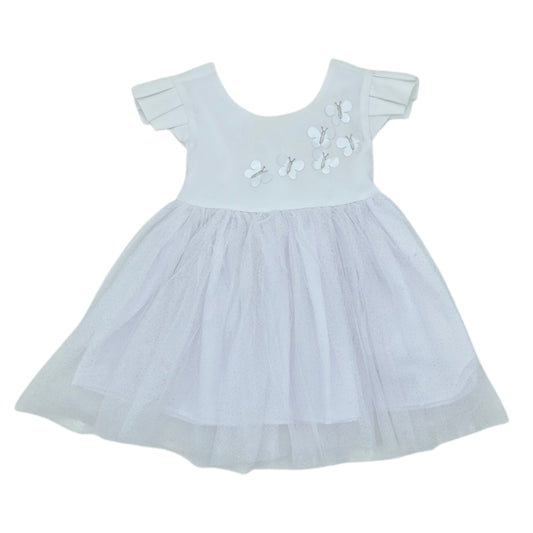Vestido con mariposas  blanco para bebe — Talla 6 a 12 meses | Usado