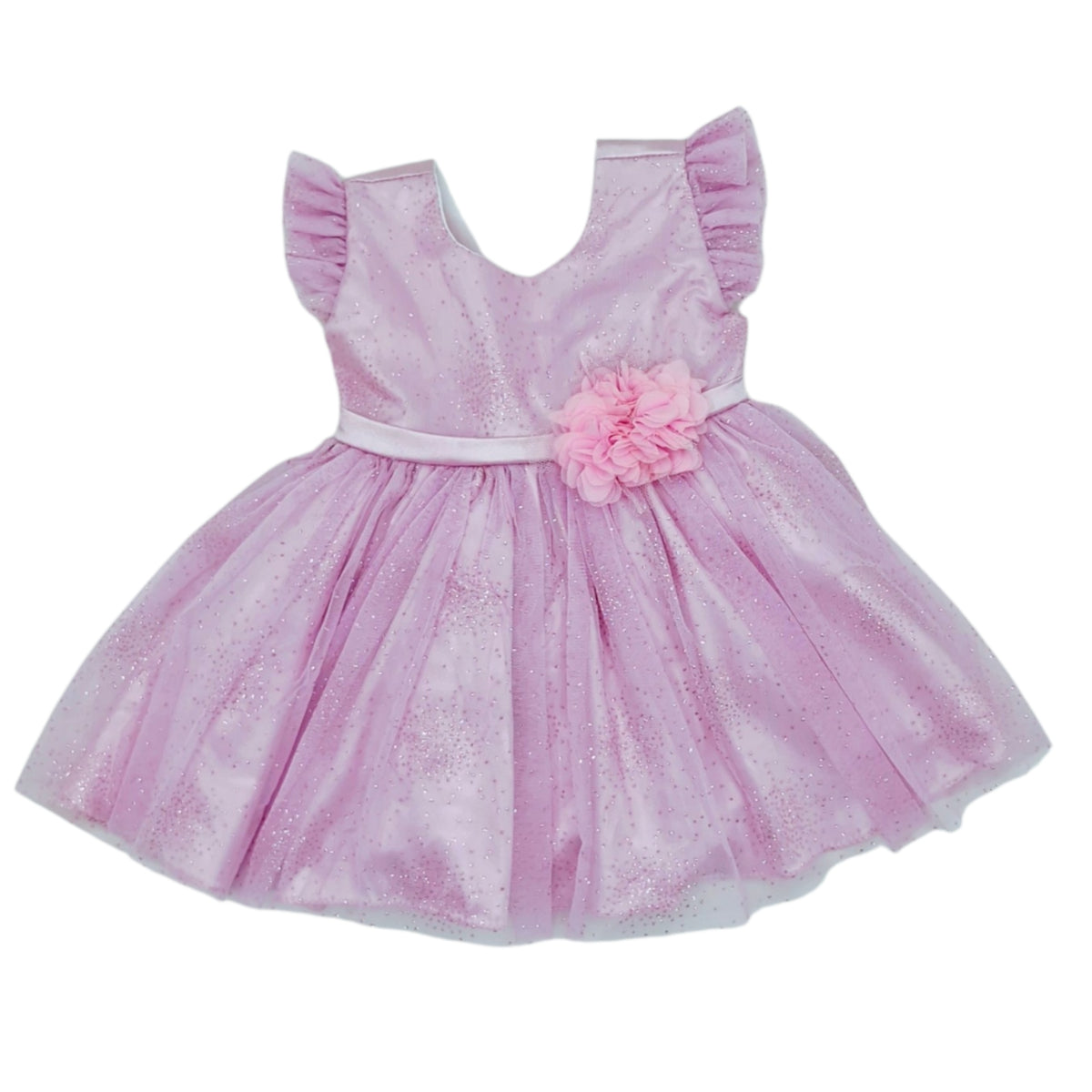 Vestido elegante rosado con glitter — Talla 3 a 6 meses | Usado