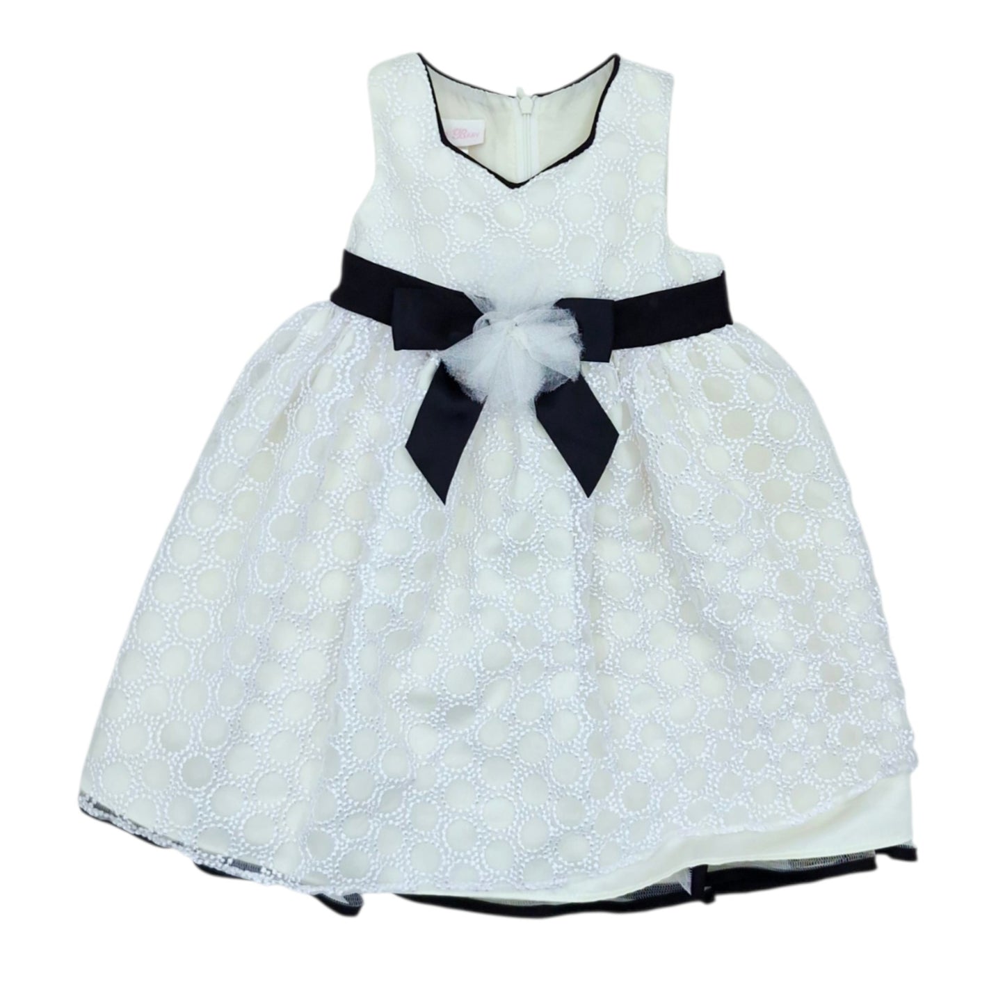 Vestido de gala beige con negro para niña — Talla 18 a 24 meses | Usado