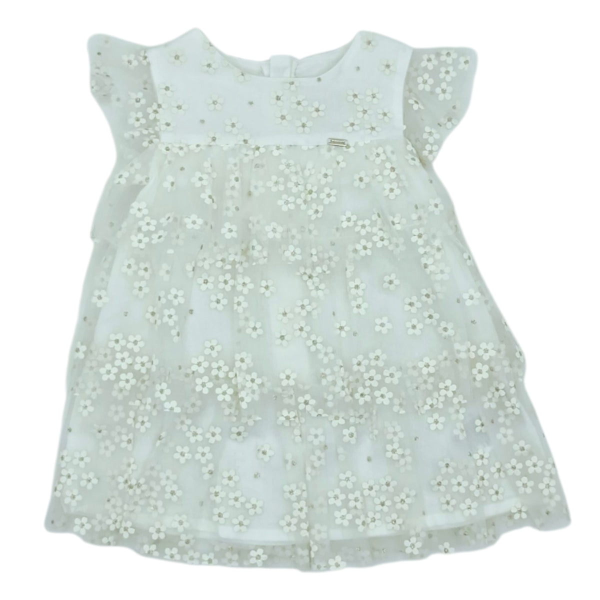 Vestido de gala con flores y glitter — Talla 6 a 12 meses | Usado
