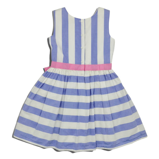 Vestido blanco de rayas azules — Talla 7T | Usado