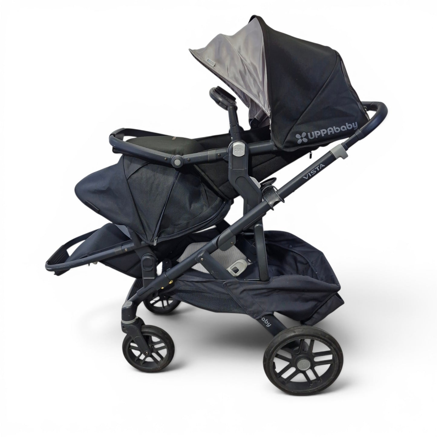 Coche Gemelar UPPAbaby Negro — Con Asientos Desmontables, Uso Individual o Doble | Usado