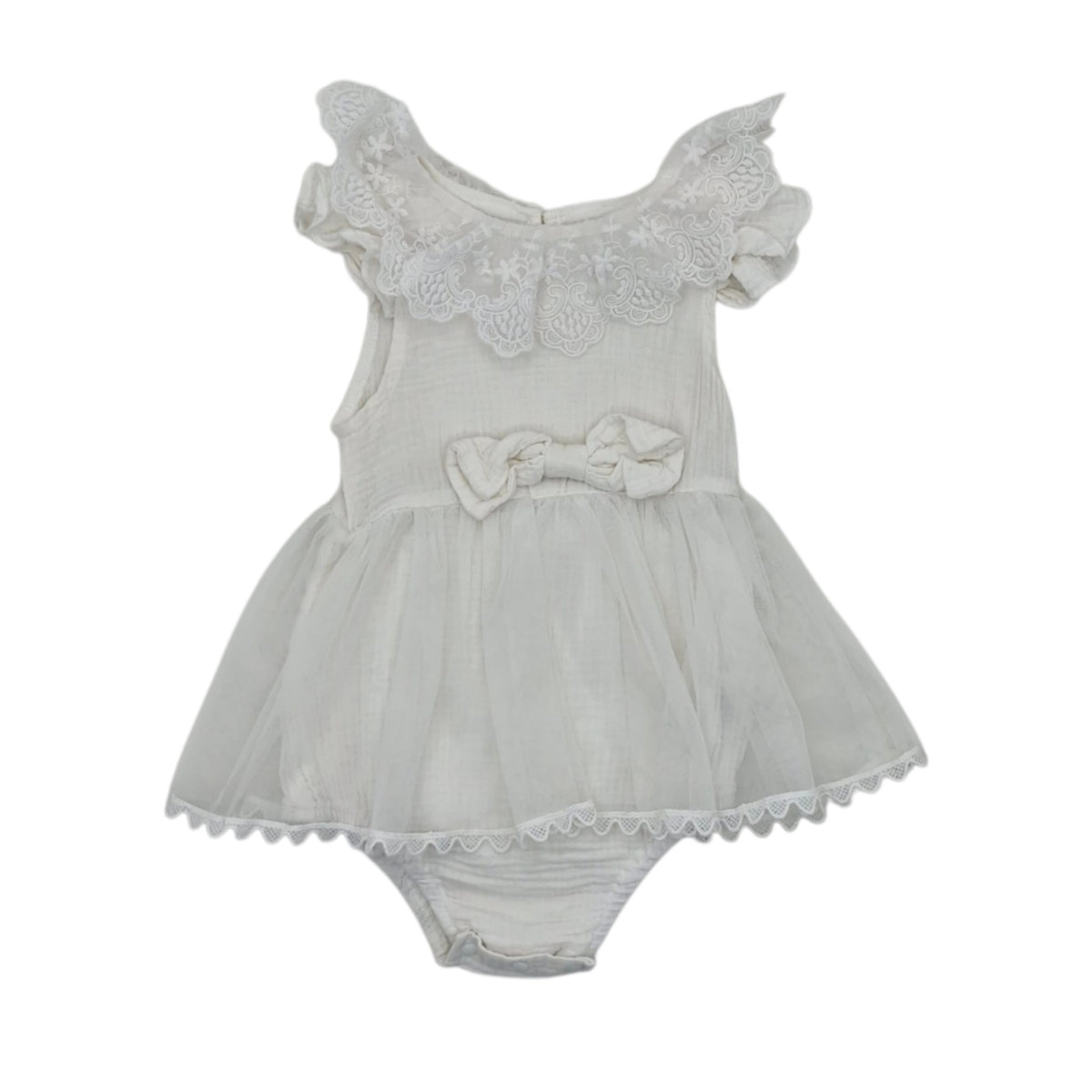 Vestido tipo muselina con body — Talla 12 a 18 meses | Usado