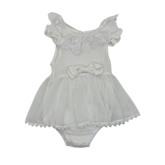 Vestido tipo muselina con body — Talla 12 a 18 meses | Usado