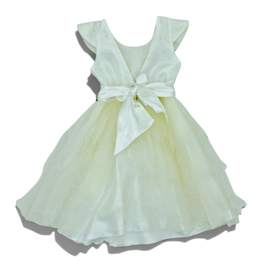Vestido de gala blanco con beige — Talla 4T | Usado