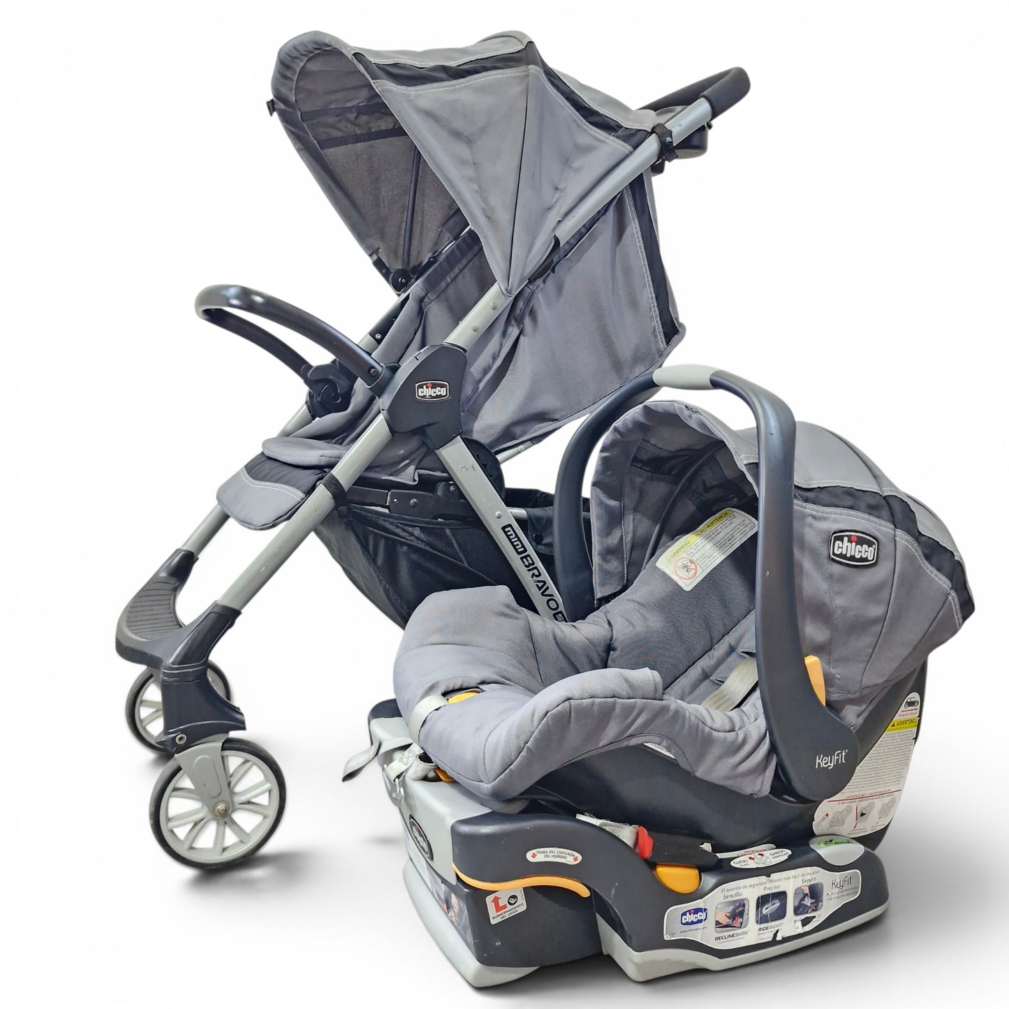 Coche Chicco Mini Bravo Sport Travel System Carbon Gris con Silla de Carro | Usado