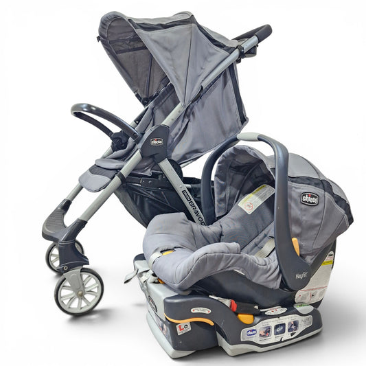 Coche Chicco Mini Bravo Sport Travel System Carbon Gris con Silla de Carro | Usado