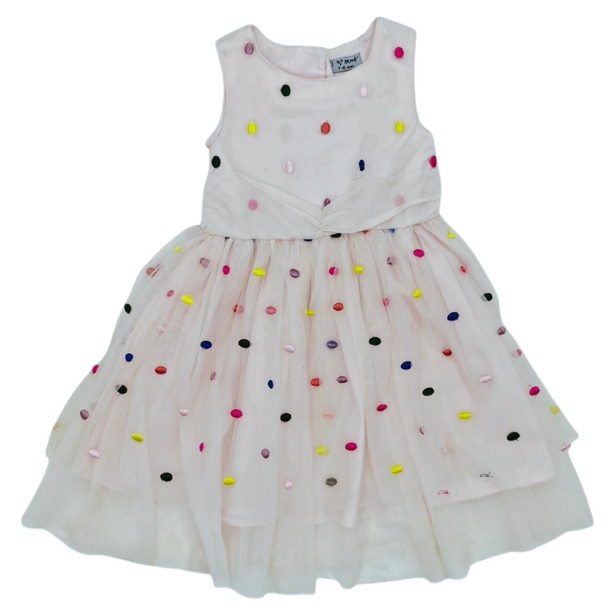 Vestido de flores rosado con puntos — Talla Talla 7T | Usado