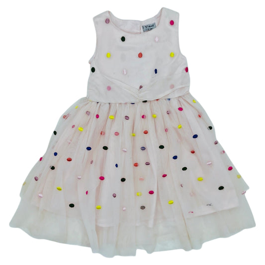 Vestido de flores rosado con puntos — Talla Talla 7T | Usado