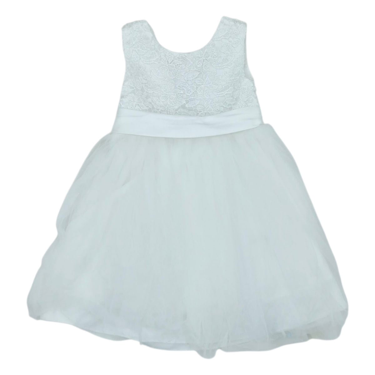 Vestido blanco sin manga y encaje en la parte superor — Talla 2-3T | Usado