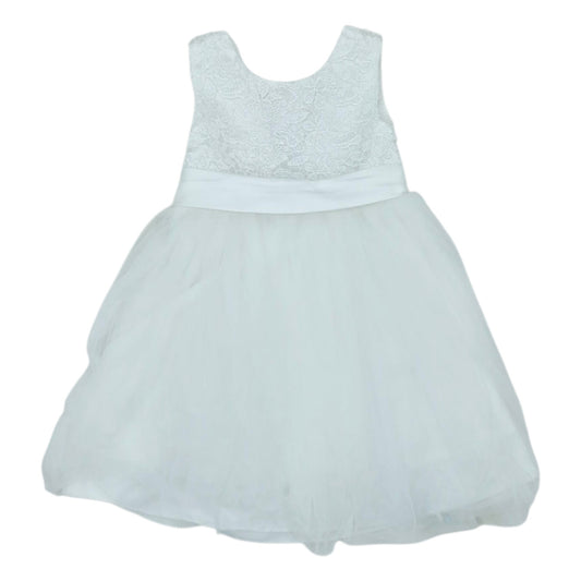 Vestido blanco sin manga y encaje en la parte superor — Talla 2-3T | Usado