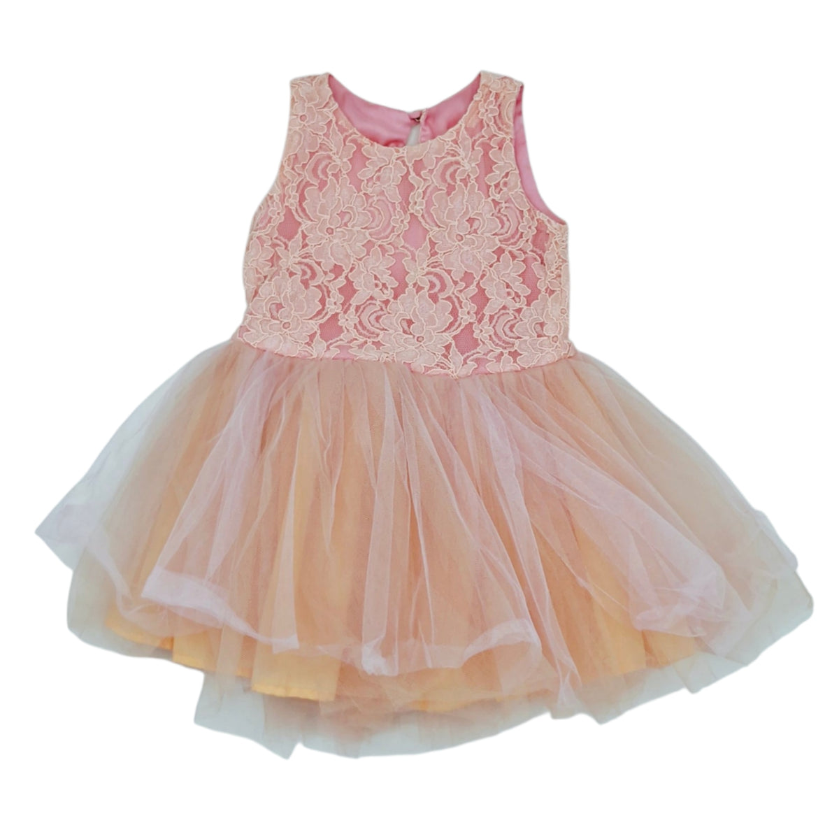 Vestido rosado con bordado — Talla 18 a 24 meses | Usado