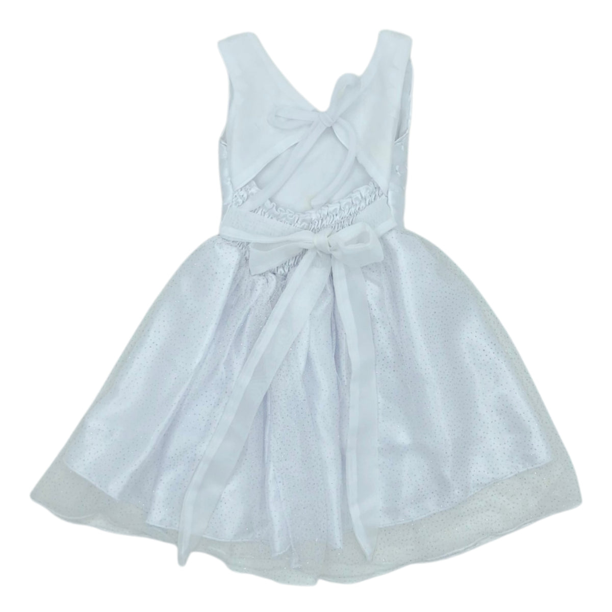 Vestido de gala blancon con glitter en la  falda — Talla 6 a 12 meses | Usado