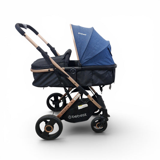 Coche Tipo Moisés Bebesit Gold LX Azul Jaspeado — Excelente Estado | Usado