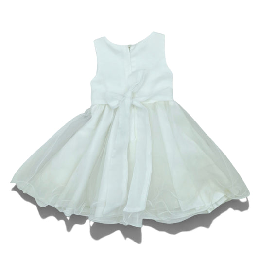 Vestido de gala blanco sin manga con moño gris — Talla Talla 3T | Usado