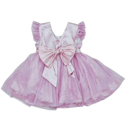 Vestido elegante rosado con glitter — Talla 3 a 6 meses | Usado